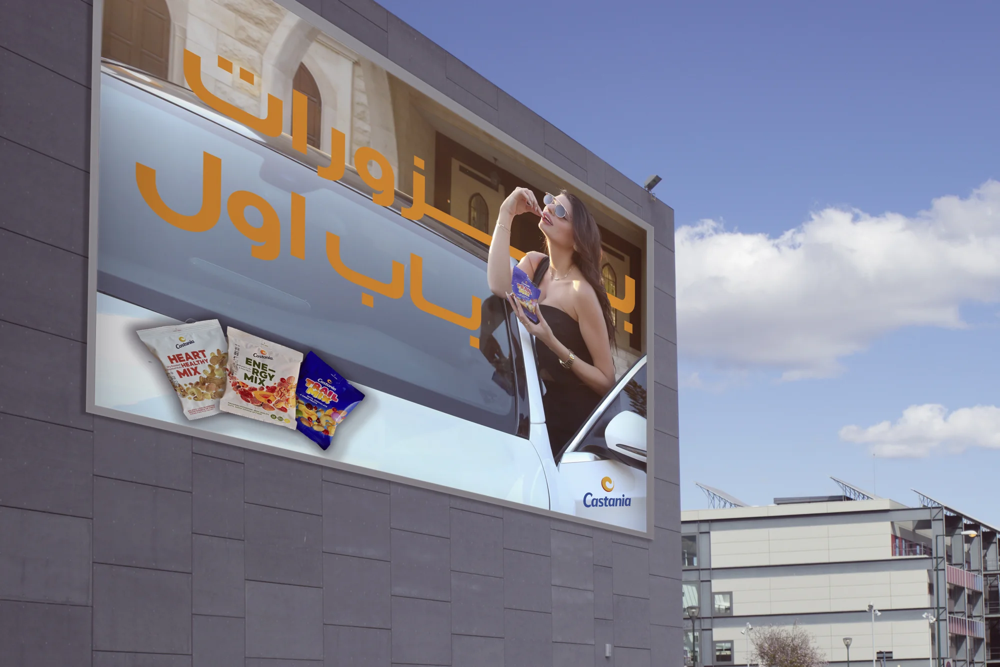 Castania billboard mockup in situ